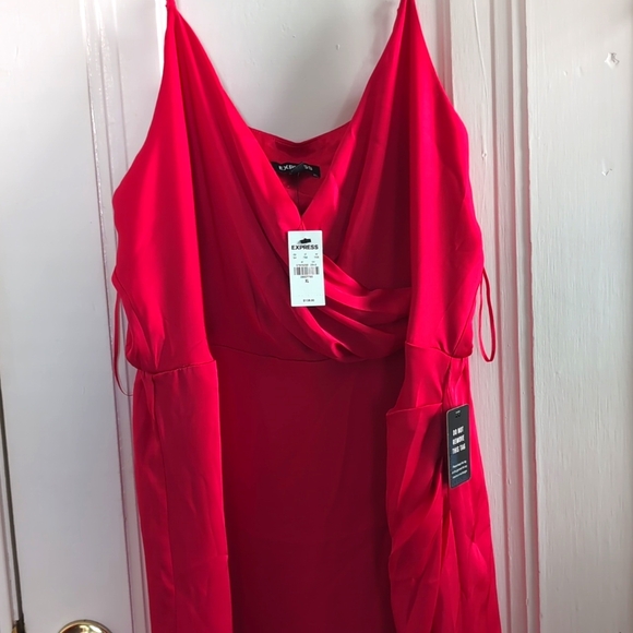Express - Satin Wrap Front Maxi Slip Dress - Picture 2 of 3